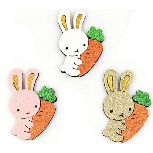 10pcs Glitter Bunny Felts for DIY Baby Girl Rabbit Hold Carrot Accessories Kawaii Easter Animal Hair Clips Kids Headwear