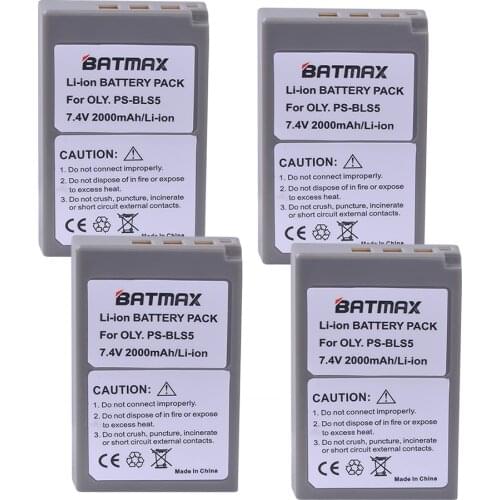 4PACK PS-BLS5 BLS-5 BLS5 BLS-50 BLS50 Batteries for Olympus PEN E-PL2,E-PL5,E-PL6,E-PL7,E-PM2, OM-D E-M10, E-M10 II, Stylus 1
