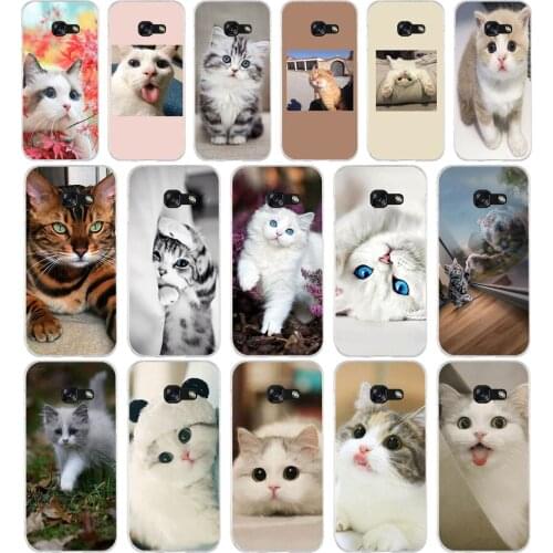 90AA Cat cute Soft Silicone Tpu Cover phone Case for Samsung A3 A5 A7 A8 2016 2017 2018 A50