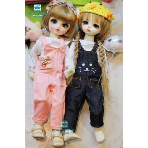 BJD accessories doll clothes fits 27cm-30cm 1/6 bjd doll fashion two-piece suit shirt and Strap trousers