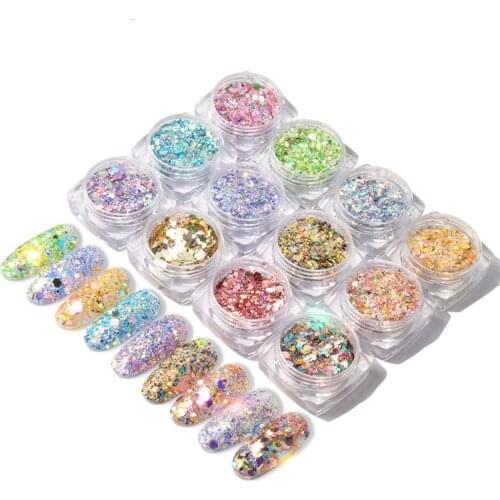 12 colour Nail Glitter Mix Powder Sequins Nail Sparkles Shiny Makeup Glitter Dust Nail Art Decoration Nails Set Arts and Crafts