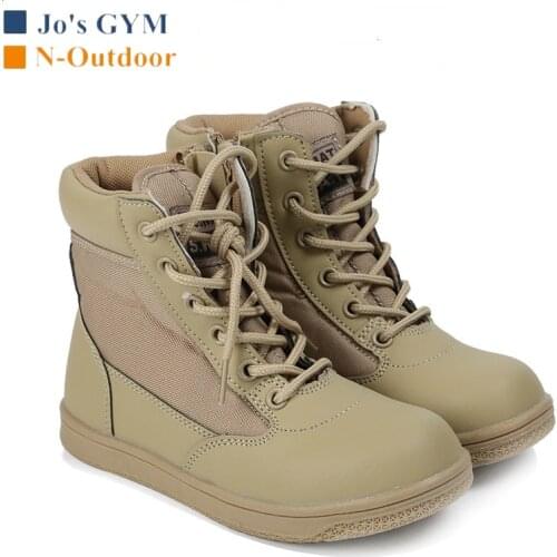 Kids Outdoor Travel Climbing Shoes Children Camping Hiking Sports Shoes Non-slip Breathable Wearproof Tactical Army Combat Boots