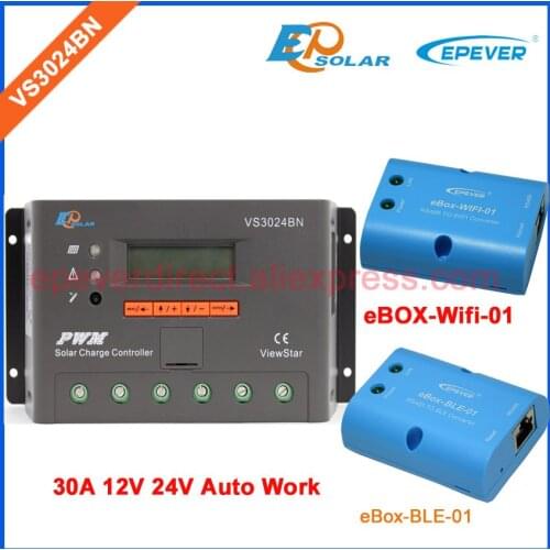 EPSolar PWM new seires VS3024BN with wifi BOX solar Portable controller bluetooth function 30A 24V 12V Solar regulator