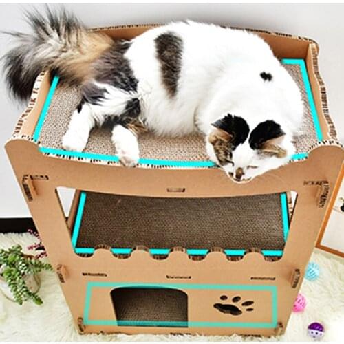 Corrugated Cat Assembly Villa High Density Scratch Resistance Firm Easy Installation Corrugated paper Cat House Climbing Frame