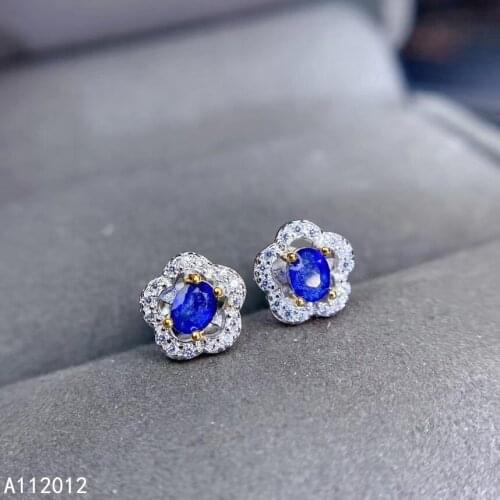 KJJEAXCMY fine jewelry natural sapphire 925 sterling silver lovely girl earrings new Ear Studs support test hot selling
