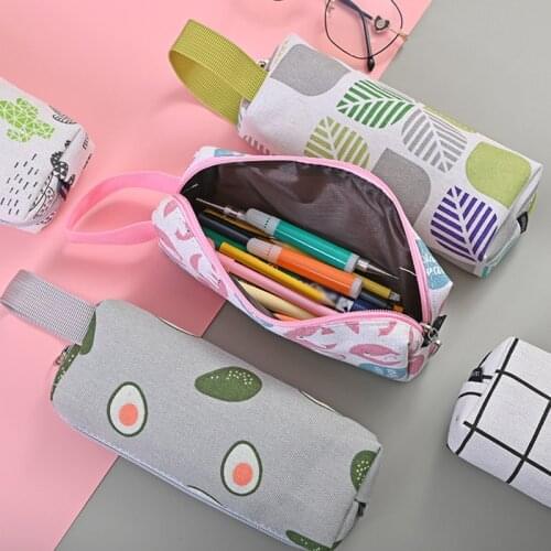 Cosmetic Brush Bag Cactus Avocado Panttern Pencil Case Cosmetic Bag Makeup Bag Stationery Bag Zipper School Supplies Stationery