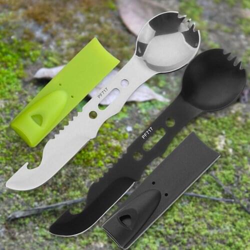 Multifunctional Camping Cookware Spoon Fork Bottle Opener Portable Tool Safety & Survival Durable Stainless Steel Survival Kit