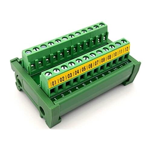 DIN Rail Mount 24A/400V 12 Position Screw Terminal Block Distribution Module