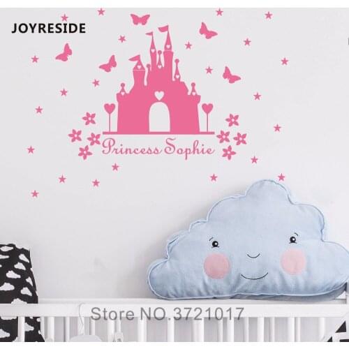 JOYRESIDE Butterflies Princess Castle Wall Decal Bbay Girls Bedroom Vinyl Sticker Home Room Decor Interior Decor Wall Decal A584