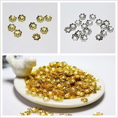 Wholesale 300 PCS 6mm Flower Spacers Beads Cup Metal Gold Silvery Plated For Jewelry Making Fit DIY Silvery Bracelet Necklace