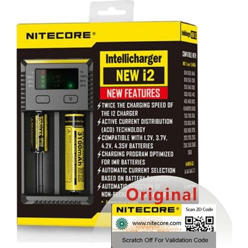 Original Nitecore New i2 Intelli Charger Universal Battery Charger Fast for AA AAA Li-ion 26650 18650 14500 Batteries Charging