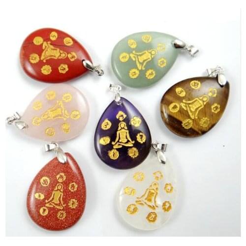 Natural Stone Quartz Crystal opal Turquoises tiger eye 7 Chakra Reiki Healing Meditatie pendant for diy ewelry making necklace