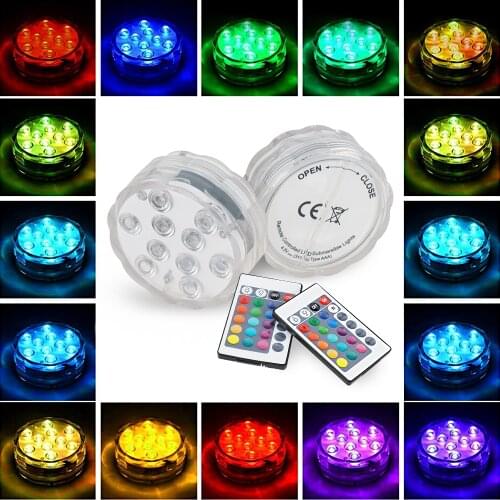 HYMELA Submersible LED Bulb Remote Control Underwater Light for Outdoor Pond Fountain Garden Swimming Pool Underwater Night Lamp
