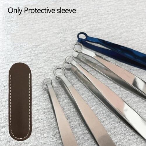 Steel Eyebrow Tweezer Professional Brown Hair Clip Sleeve Beauty Nose Holster Protective Kit Tools L2F3
