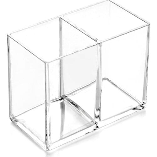 Clear Acrylic Makeup Brush Holder Pen Pencil Cup Holder Cosmetic Storage Case Desktop Stationery Organizer Compartments for Home