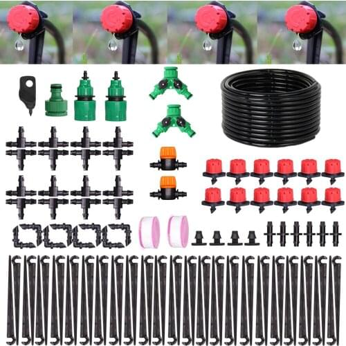 5-50M Garden Micro Drip Irrigation System 8 Hole Adjustable Flow Dripper Atomizer Plants Watering Fittings 1/4'' Hose Spray Kit
