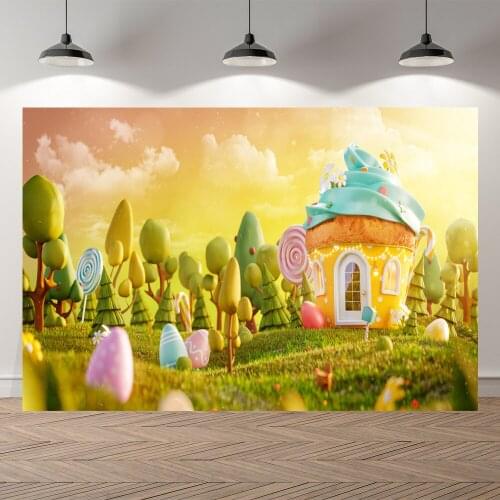 SeekPro Easter Bunny Spring Backdrops Child Birthday Party Cartoon Fantasy Garden Eggs photo Background Photography Backdrop