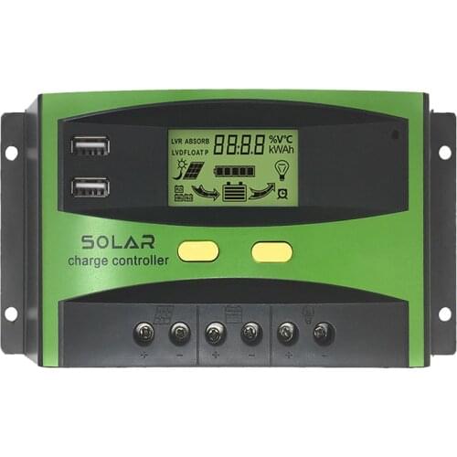 PWM Charge Controller 12V/24V 30A PWM Solar Solar Panel System Solar Controller Regulator LCD Display