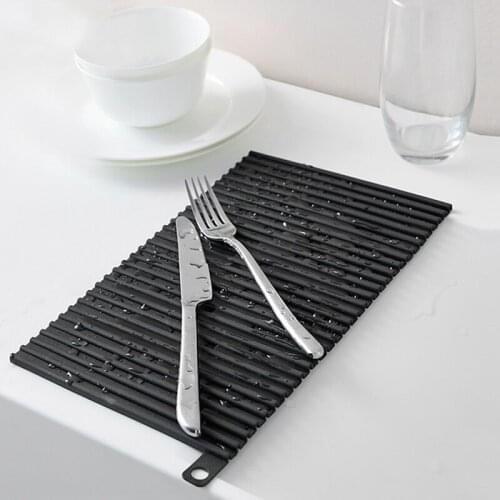 Silicone Dishes Drying Mat for Kitchen Non Slip Multipurpose Heat Resistant Countertop Protection Pad Household TS2