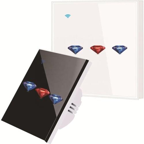 Tuya Smart EU StandardWifi Smart Light Switch Wireless Wall Glass Touch Screen Panel Voice work with Alexa Google Hom