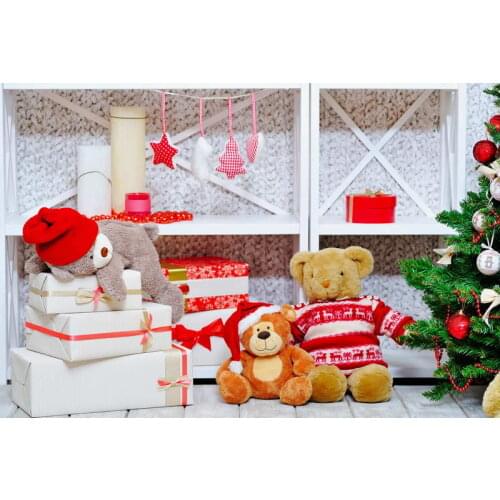 TR Teddy Bear Photography Background 5x7FT Christmas Green Tree Backdrop for Photo Studio Custom Fotografia Baby Background Prop