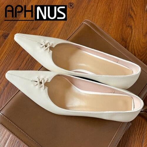 APHNUS Womens Shoes Mid High Heels Pumps Rough Thick Woman 2021 Shoes For Women New