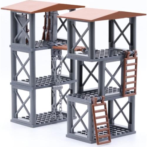 Military Series Double-deck Watchtower MOC Scenes Accessories Building Blocks Bricks Toys Gifts