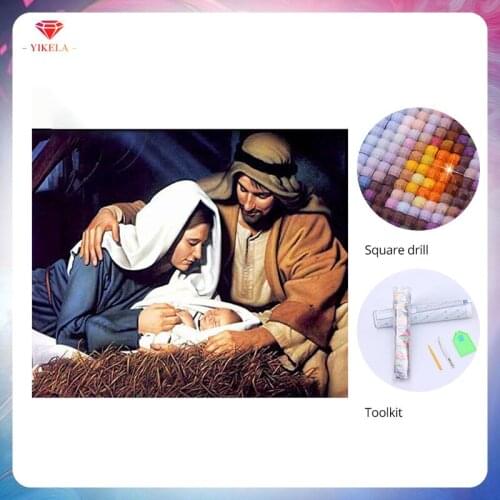 YIKELA 5D Religious Diamond Painting DIY Full Square Drill Needlework Craft Diamond Embroidery Cross Stitch Home Decor Stickers