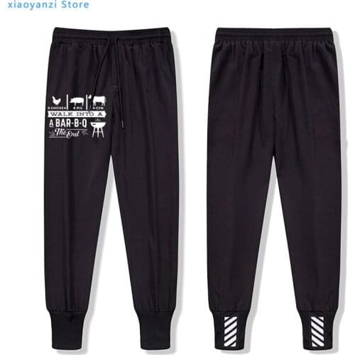 A Chicken Pig Cow Walk Into Barbecue BBQ Funny long pants Men sportswear Harajuku unisex Joggers trousers Streetwear sweatpants
