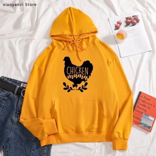 Chicken mama Print Women hoodies Cotton Casual Funny sweatshirts For Lady Young Girl pullovers OT-995