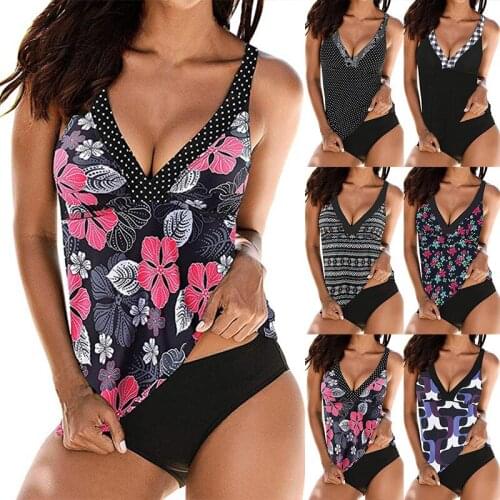 2021 Summer Women New Swimsuit Bikini Print Plus Enlargement Swimsuit 6 Color Swimsuit Sexy Women Bikini Set Bathing Suit Bather