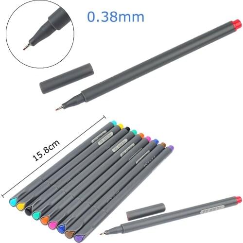 10 Assorted Colors Fineliner Color Pen Set, 0.38mm Colored Sketch Drawing Pen, Porous Fine Point Markers for Note Taking