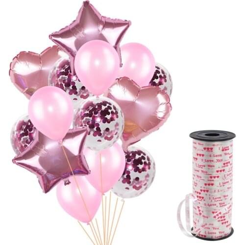 14Pcs/set Heart Star Foil Balloon Confetti Latex Balloons Birthday Wedding Party Decoration Globos Ballon Accessories Supplies