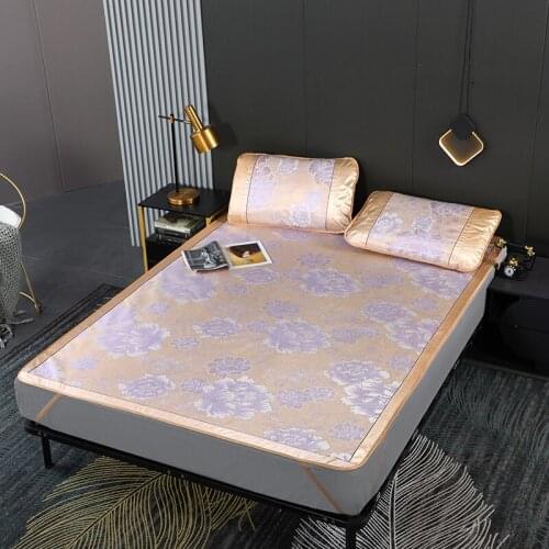 2/3pcs Summer Cool Mat Viscose Fiber Bed Mattress Cover Double Color Jacquard Sheet For 0.9/1.2/1.5/1.8/M Bed Pad Home Textile
