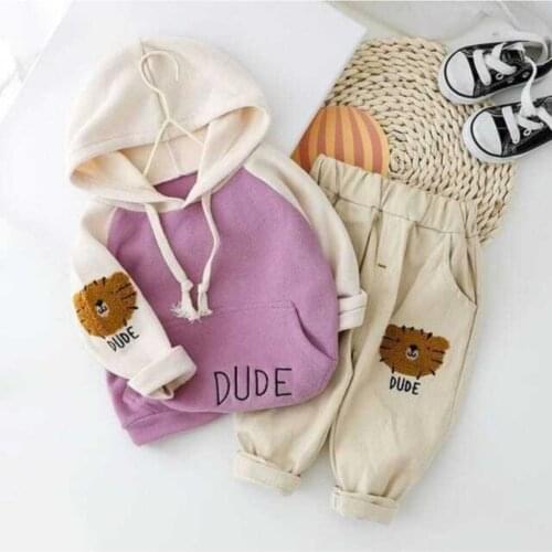 Newborn Essentials Baby Kids 2-Pack Soft Cotton 3-24 Months Hooded Pants Baby Kids Sports Clothing Set Free Shipping