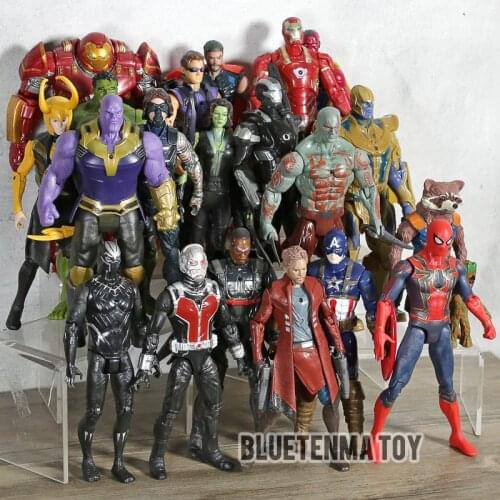 21pcs/set Marvel Avengers Infinity War Super Hero Ant-man Thor Iron Man Thanos PVC Figure Model Toys with Light