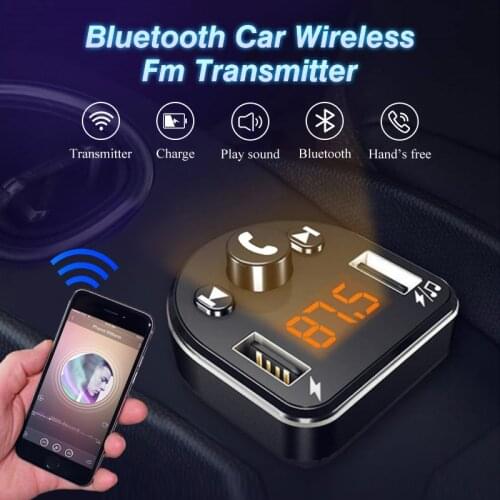 Car Charger Hands-free FM Transmitter Bluetooth Car Kit LCD MP3 Player Dual USB AUX Player Car Phone Charger for iPhone