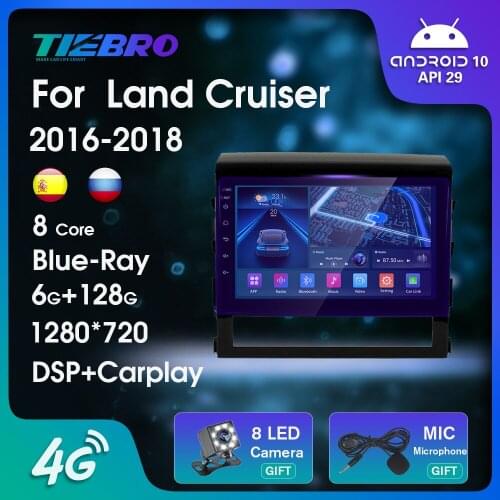 2DIN Android10 Car Radio For Toyota Land Cruiser LC200 2016-2018 GPS Navigation Blu-ray IPS Auto Radio Bluetooth Player Carplay