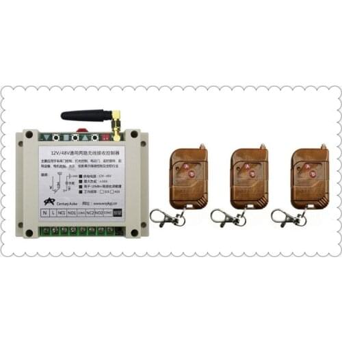 DC12V 24V 36V 48V 10A 2CH RF Wireless Remote Control Switch System 3 transmitter & 1 receiver relay Receiver Smart Home Switch