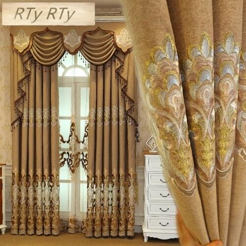 European Luxury Embroidery Window Screens Curtains For Living Room Bedroom Window Curtains Sheer Cloth Kitche Drapes Panel