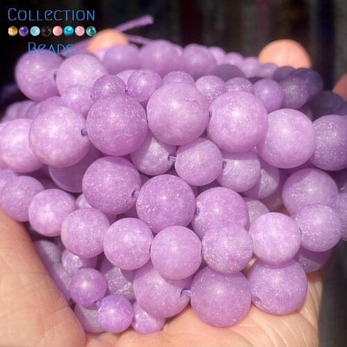 Natural Matte Lilac Jaspers Stone Spacer Loose Round Bead For Jewelry Making 6-10 MM DIY Bracelets Accessories Wholesale 15"