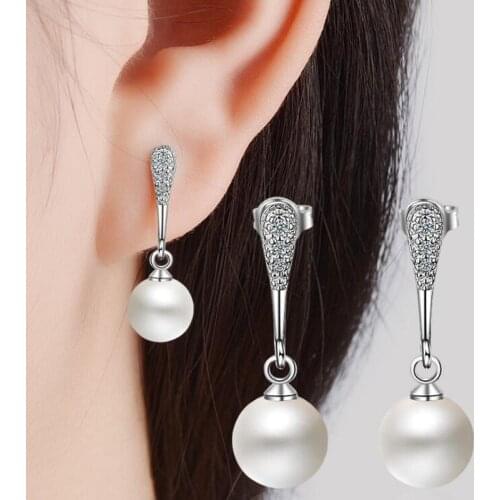 KOFSAC New Fashion Sterling Silver 925 Stud Earrings For Women Mothers Day Minimalistic Geometry Pearl Earring Jewelry Gift 435