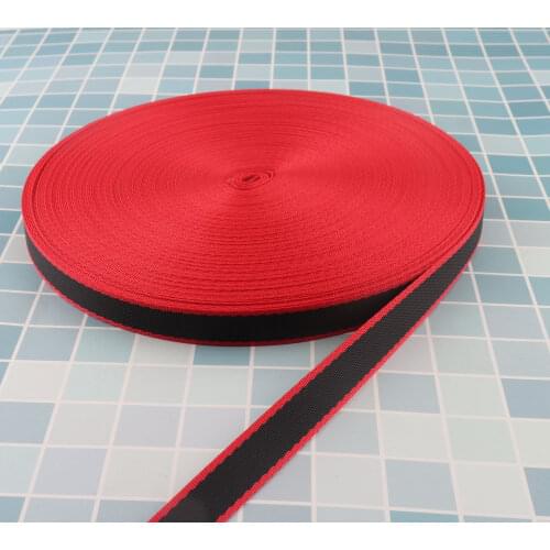 1" Nylon Black/Red Webbing Tape Herringbone Pattern DIY Backpack Strap Seat Belt Sewing Accessories