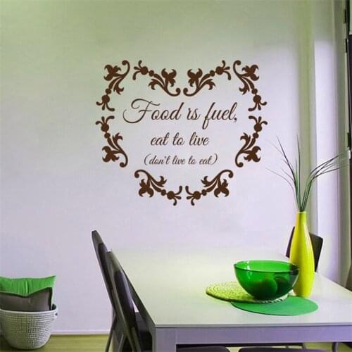 Wall Decals Food Is Fuel Eat To Live Health Medicine Diet Healthy Lifestyle Quote Sticker Kitchen Vinyl Decor Room Murals HY1479