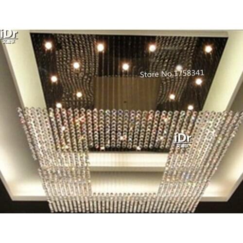 New square modern string big crystal chandelier hotel lobby chandelier lighting high quality Hotel Lighting free shipping