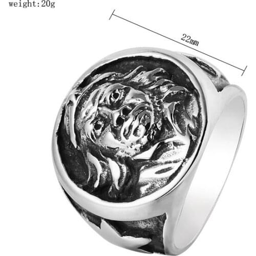 New Europe and America Hot New New Titanium Steel Head Mens Ring