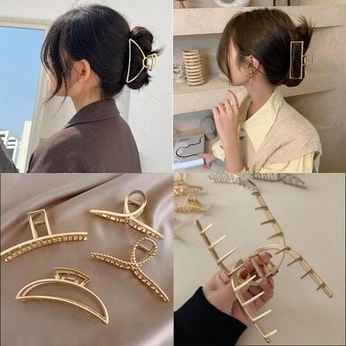 New Fashion Retro Metal Geometric Hair Claw Big Size Makeup Elegant hair Clips for Women Hollow Out for Girl Hair Accessories