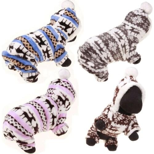 Pet Clothes Dog Pajama Cute Soft Puppy Teddy Coral Velvet Animal Pattern Jumpsuit Winter Warm Size S-XXL