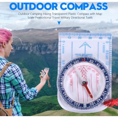 Outdoor Camping Hiking Transparent acrylic Compass Point North with Map Scale Proportional Travel Military Directional Tools