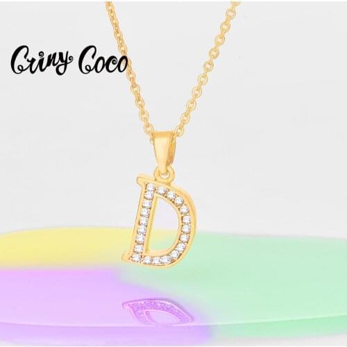 English Letters D Pendants Necklaces Kids Ladies Gold Color CZ Chokers Necklace Wholesale Jewellery As Gift 2020 for Women